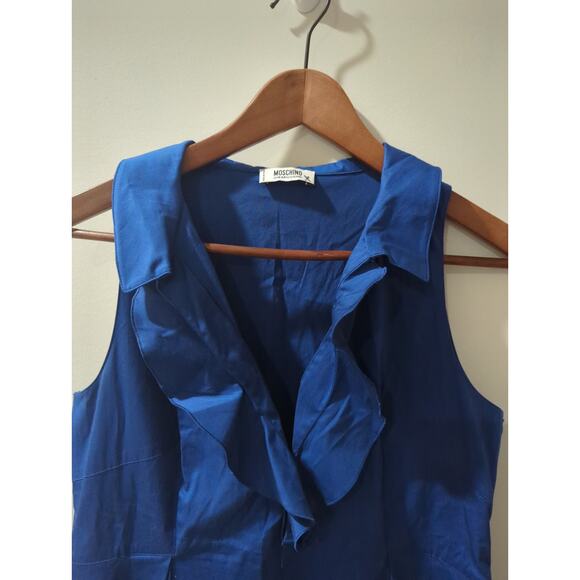 Moschino Cheap and Chic Blue Ruffle Pleated Sleeveless Dress - Picture 2 of 5